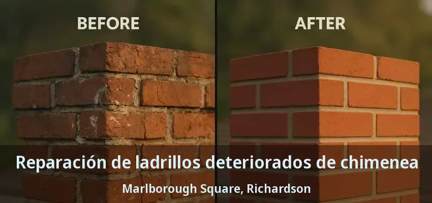 Reparación de ladrillos deteriorados de chimenea Marlborough Square, Richardson - TX